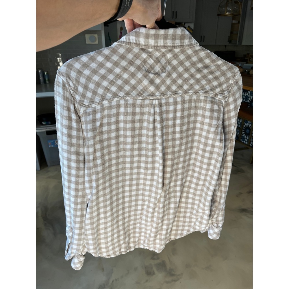 Rails Hunter Tan Gingham Plaid Button Down Shirt Soft Boho Neutral M - Picture 6 of 6